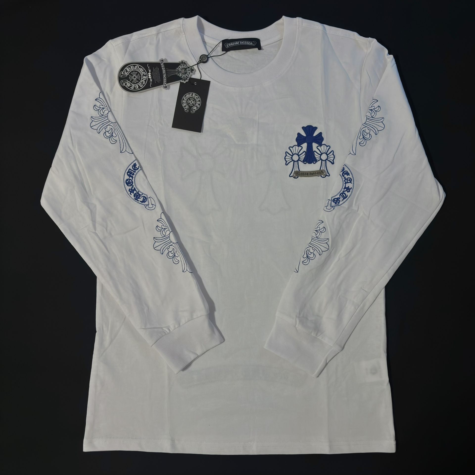 Chrome Hearts Men's White&Blue Long Sleeve