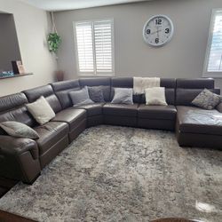 Julius II 6-Pc. Leather Chaise Sectional Sofa