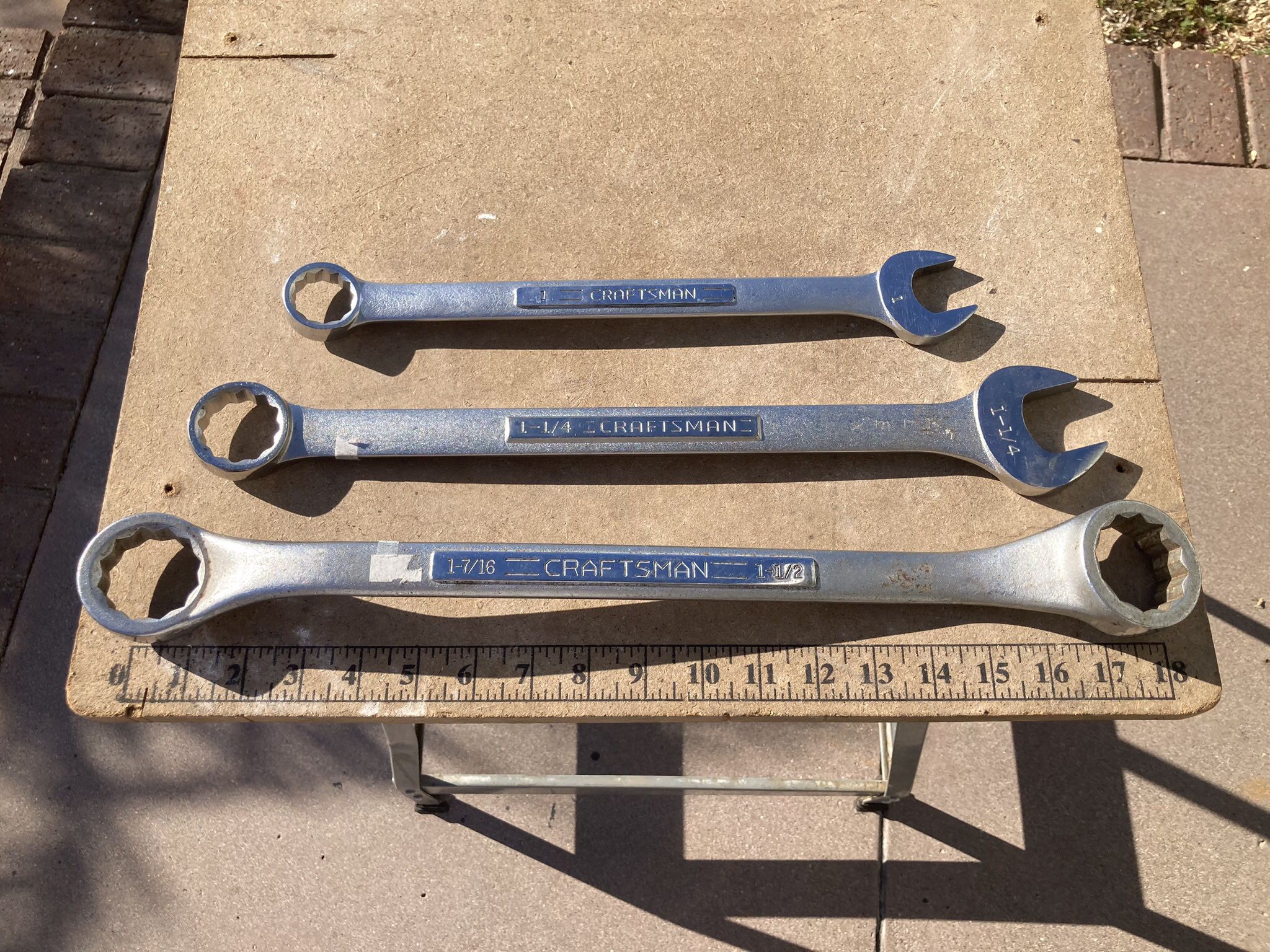Set of 3 Craftsman Wrench - 1 SAE Combination Wrench - 1-1/4 Combo Wrench - Box End Wrench 1-7/16 x 1-1/2 (Safe Patio /porch Pickup) 