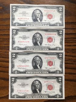 Two Dollar RED seal $125.00 CASH, TEXT FOR PRICES