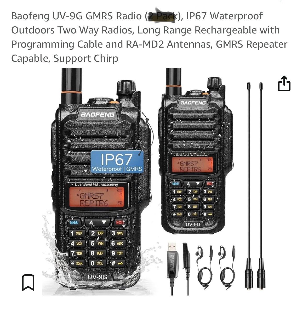 Baofeng Two Way Radios.(Water Proof).