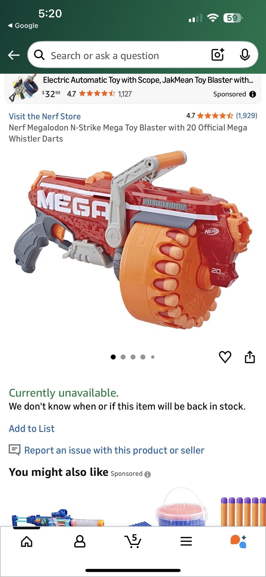 Nerf Megalodon N-Strike Mega Toy Blaster