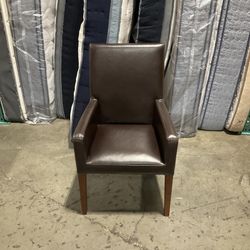 Dark Brown Leather Accent Chair 