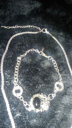 Make OFFER-Silver Necklace, Bracelet & Earrings Set with Black Stones