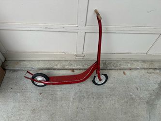 Vintage Red Metal Kids Kick Scooter