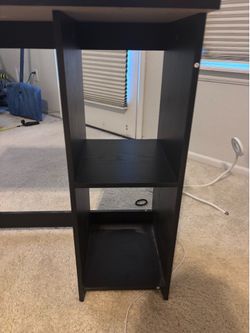 Black Computer Desk with Storage Shelves – Great Condition