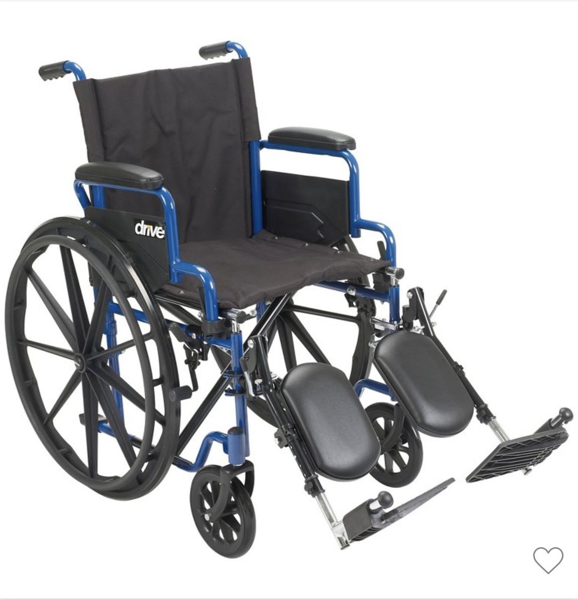 Drive Medical Blue Streak Wheelchair With Flip Back Desk Arms, Elevating Legs Rest, 18” Seat