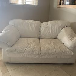 White Leather Couches 