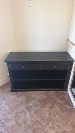 Black Wood TV Stand with Drawers 48x18x30