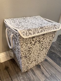 Laundry Basket Toy Organizer White Gray 19.5”x12”x16” Like New 
