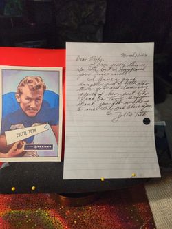 Zollie Toth Signed Autographed Hand Written Letter W/coa & print
