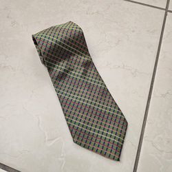 Hickey Freeman Men's 100% Silk Necktie Hand Made In USA Cross Stripes Green