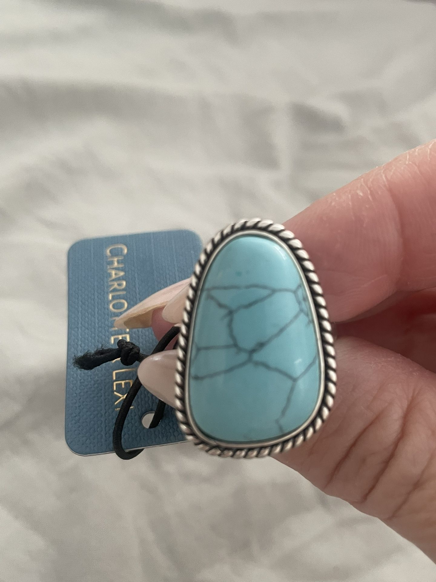 Charlotte And Lexi Turquoise Silver Ring *new