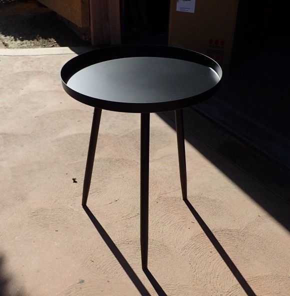 Round Side Table, Black End Table Metal