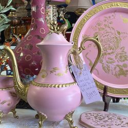 Hand Painted Tea Pot Set Pink