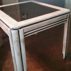 Rustic Wood Painted End Table