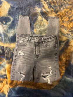 American Eagle Gray Distressed Skinny Jeans