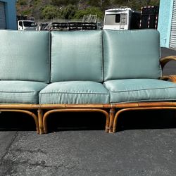 Mid-Century Modern Double D Rattan Sofa