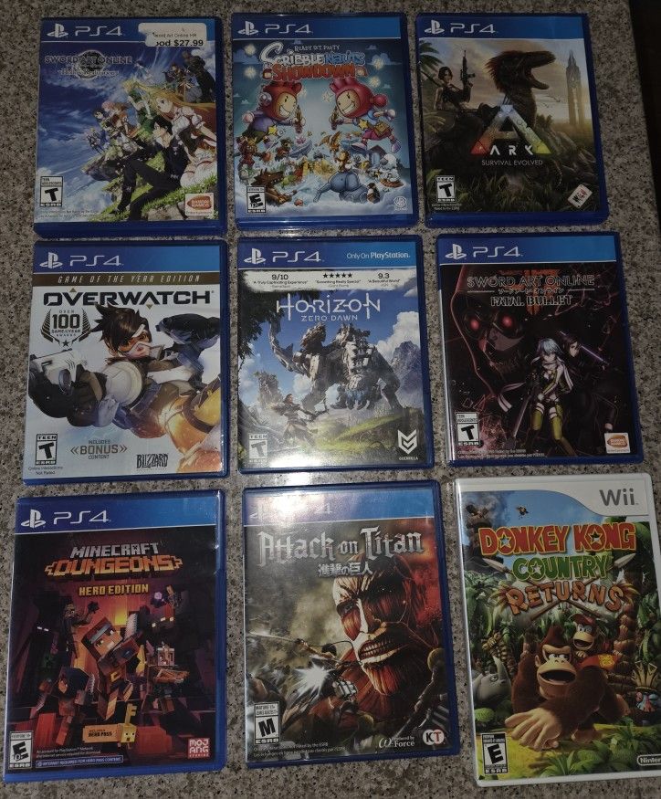 PS4 and Wii games - Donkey Kong Country, Micecraft Dungeons, Sword Art Online, and more