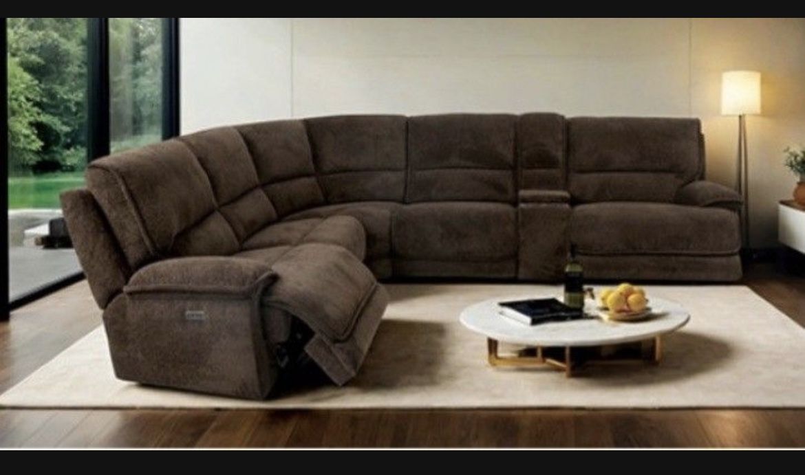 Brand New Brown Super Plush Reclining Sectional Sofa