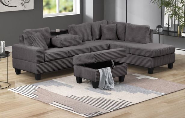 Amazing Deal!! Cozy Corduroy Sectional β now with a FREE Storage Ottoman!