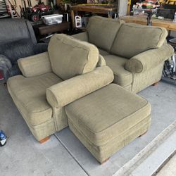 Love Seat And Chair W/ Ottoman & Swivel Recliner 