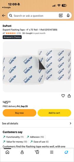 DuPont Flashing Tape 4" x 75' Roll