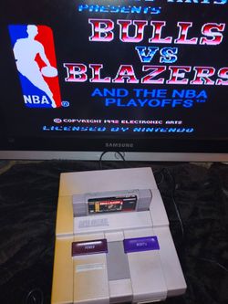 Super Nintendo SNES Console with Bulls vs Blazers