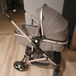 Kinder King Stroller Bassinet, Baby Carriage. 2 Positions: Sleeping And Sitting Up