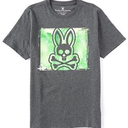 Men's Psycho Bunny Short Sleeve Logo Graphic Tee Haley Heather Storm T-Shirt XS