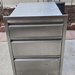 18" x 24" x 23" Stainless Steel Kitchen Flush Mount Triple BBQ Drawers with Recess Handle