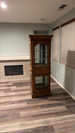 Oak Wood Curio Display Cabinet