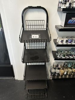 Black metal shelf rack