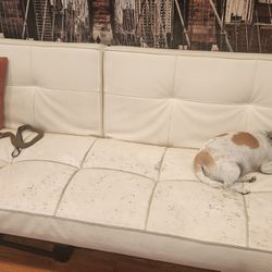 Leather White Couch Bed Paid 1500
