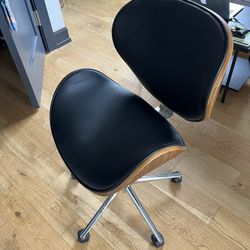 Black Desk Chair with Wooden Accent