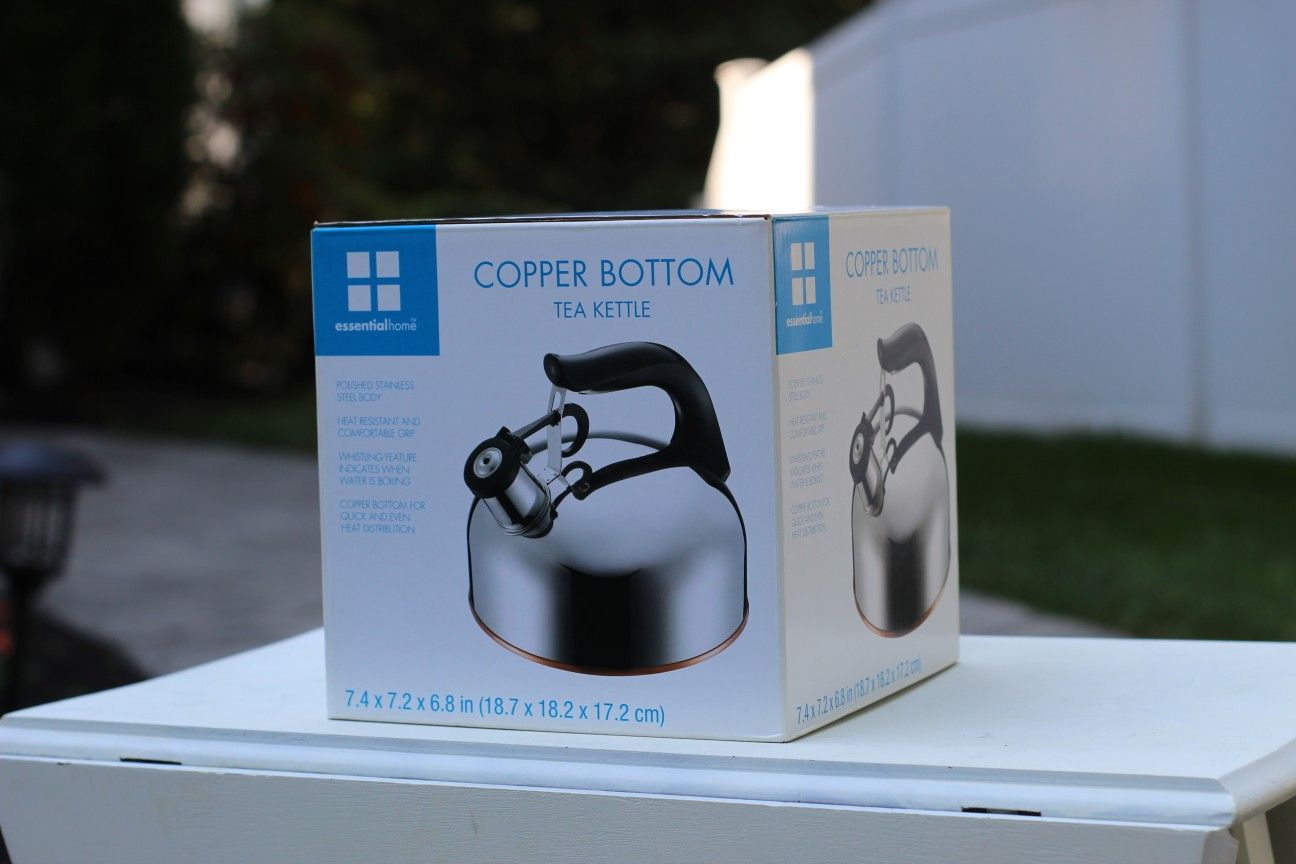 Essential home copper bottom tea kettle brand new