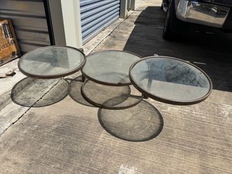 3 tier swivel glass table