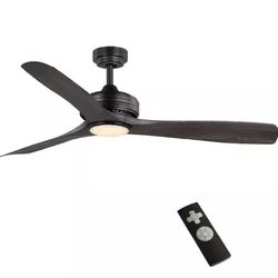 Home Decorators Collection Bayshire 60 in. LED Indoor/Outdoor Matte Black Ceiling Fan with Remote Control and White Color Changing Light Kit
