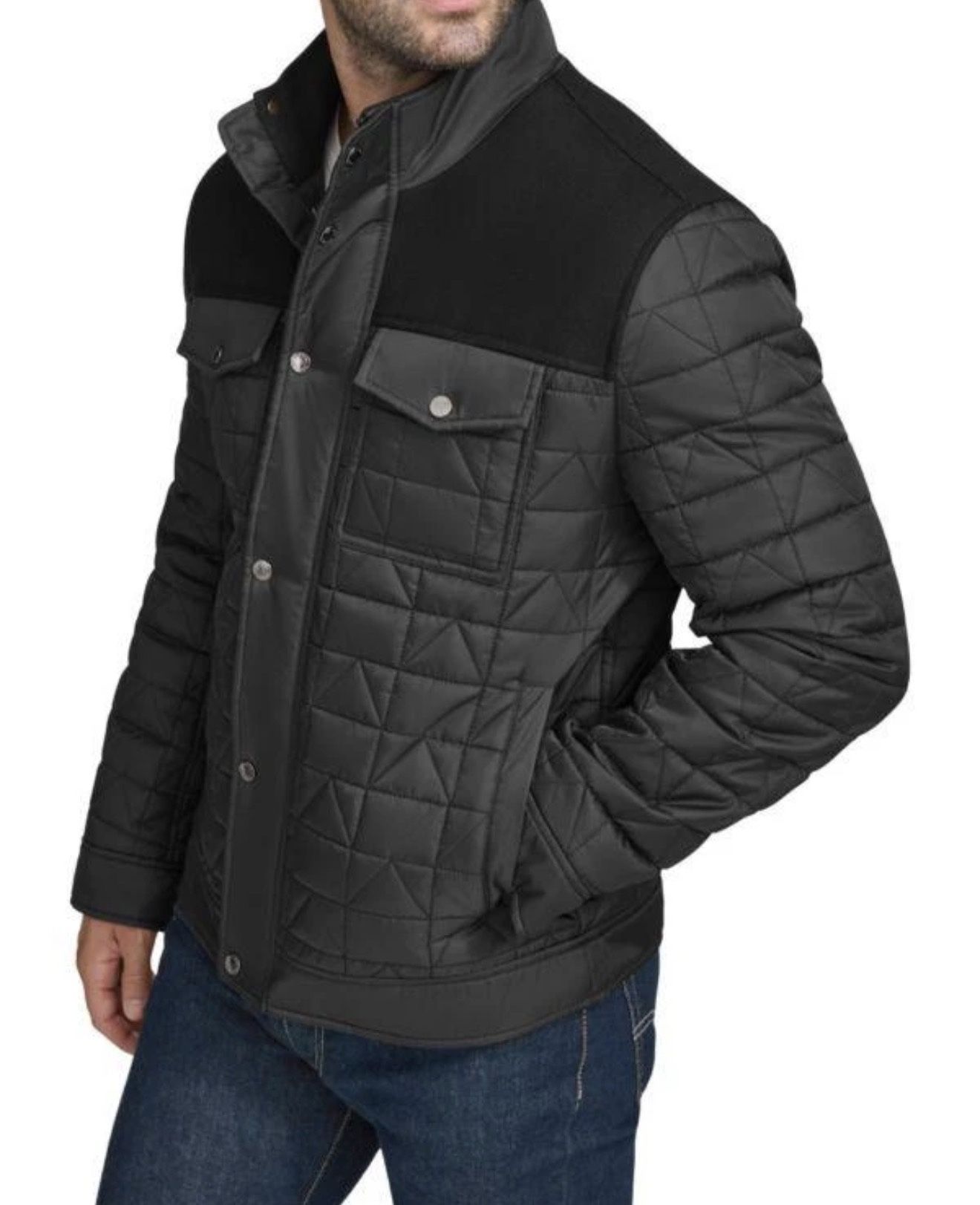 Cole Haan Mixed Media Quilted Jacket
