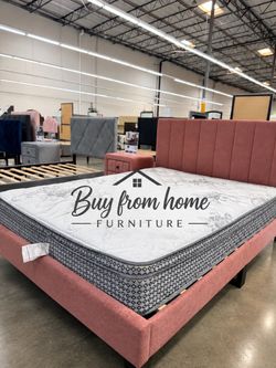 Full size pink platform bed with orthopedic mattress included