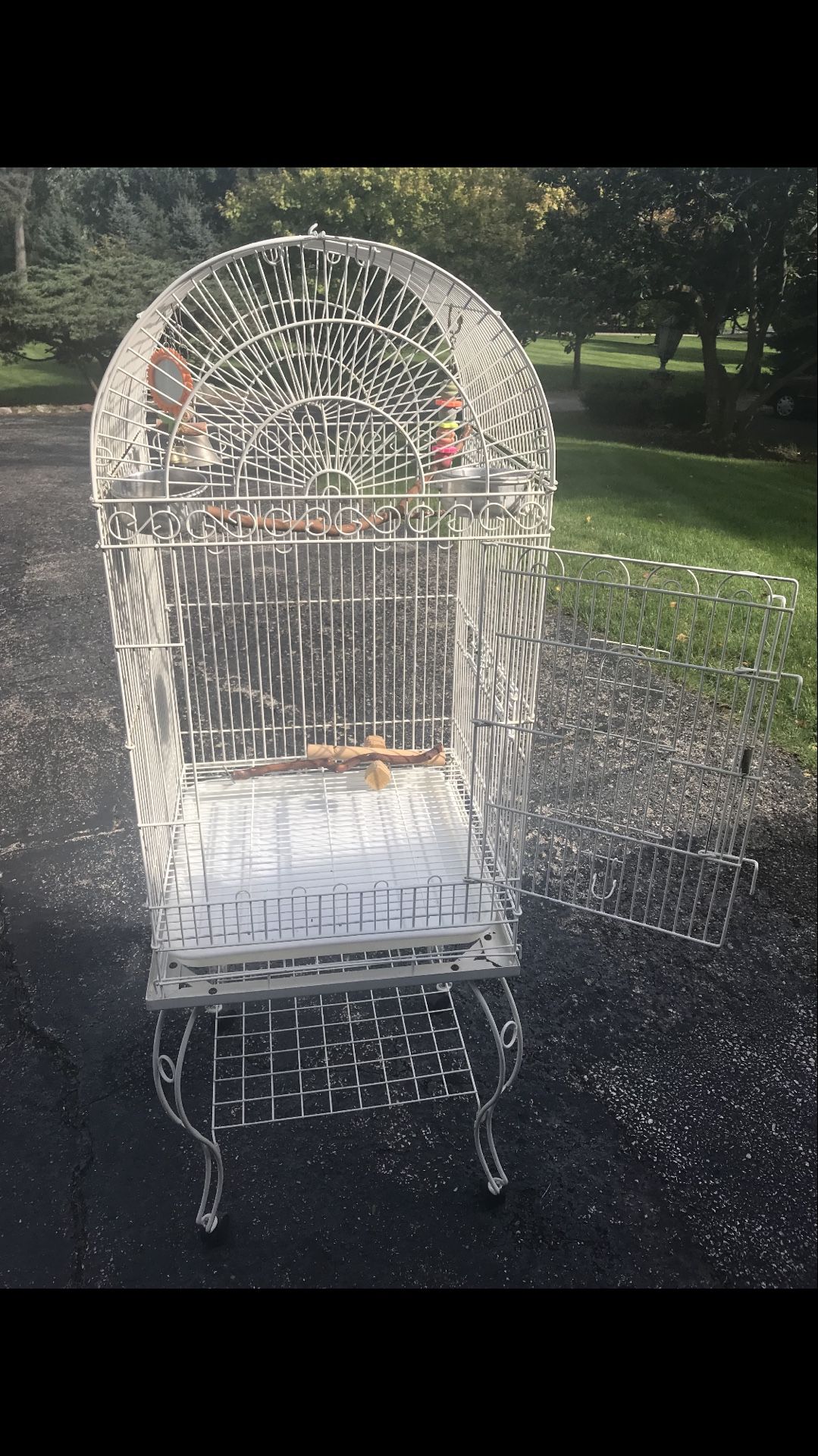Beautiful Large White Bird Cage w/ Cover