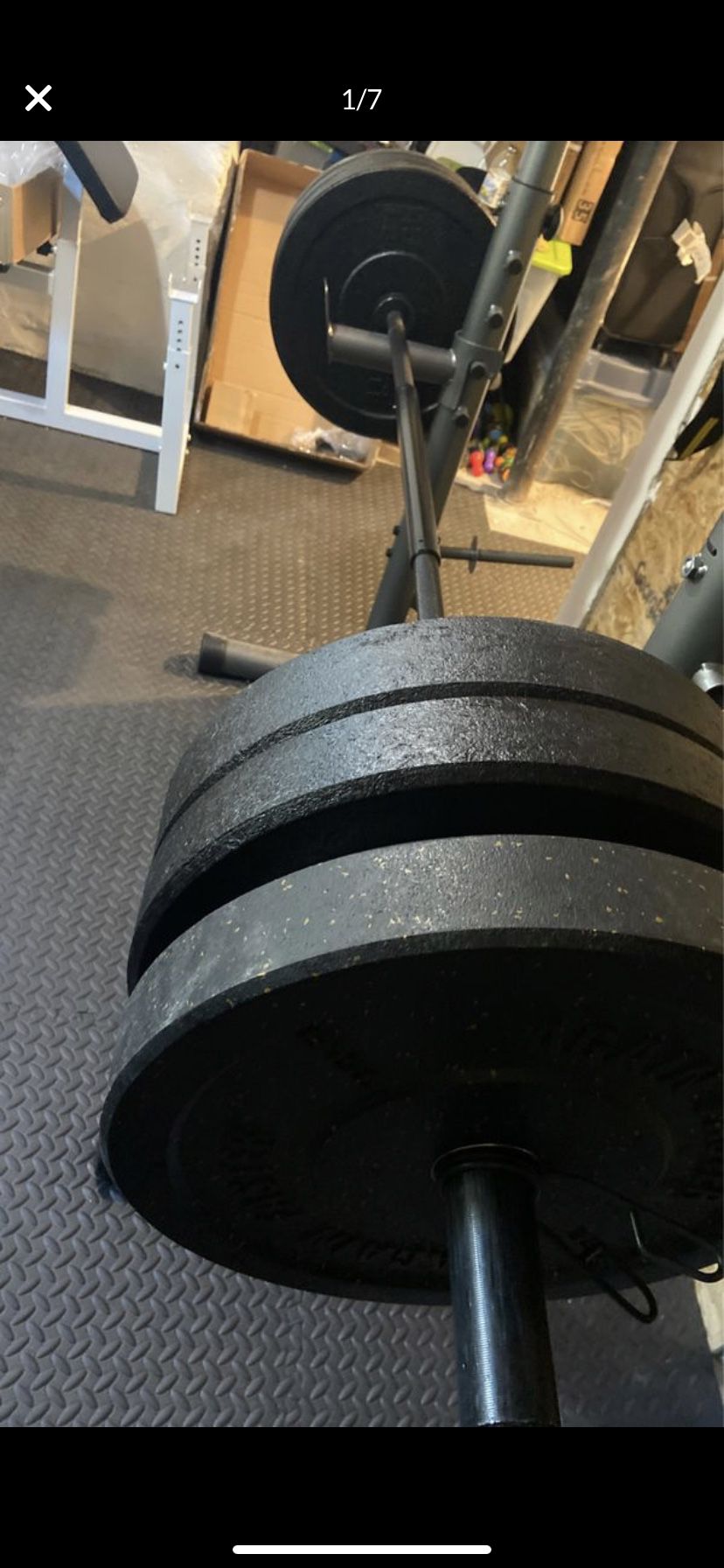Olympic 7 foot barbell supports 400 pounds. Best Offer