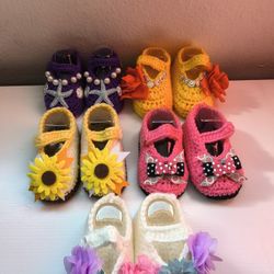 $15 Cada Par Zapatitos Tejidos A Mano