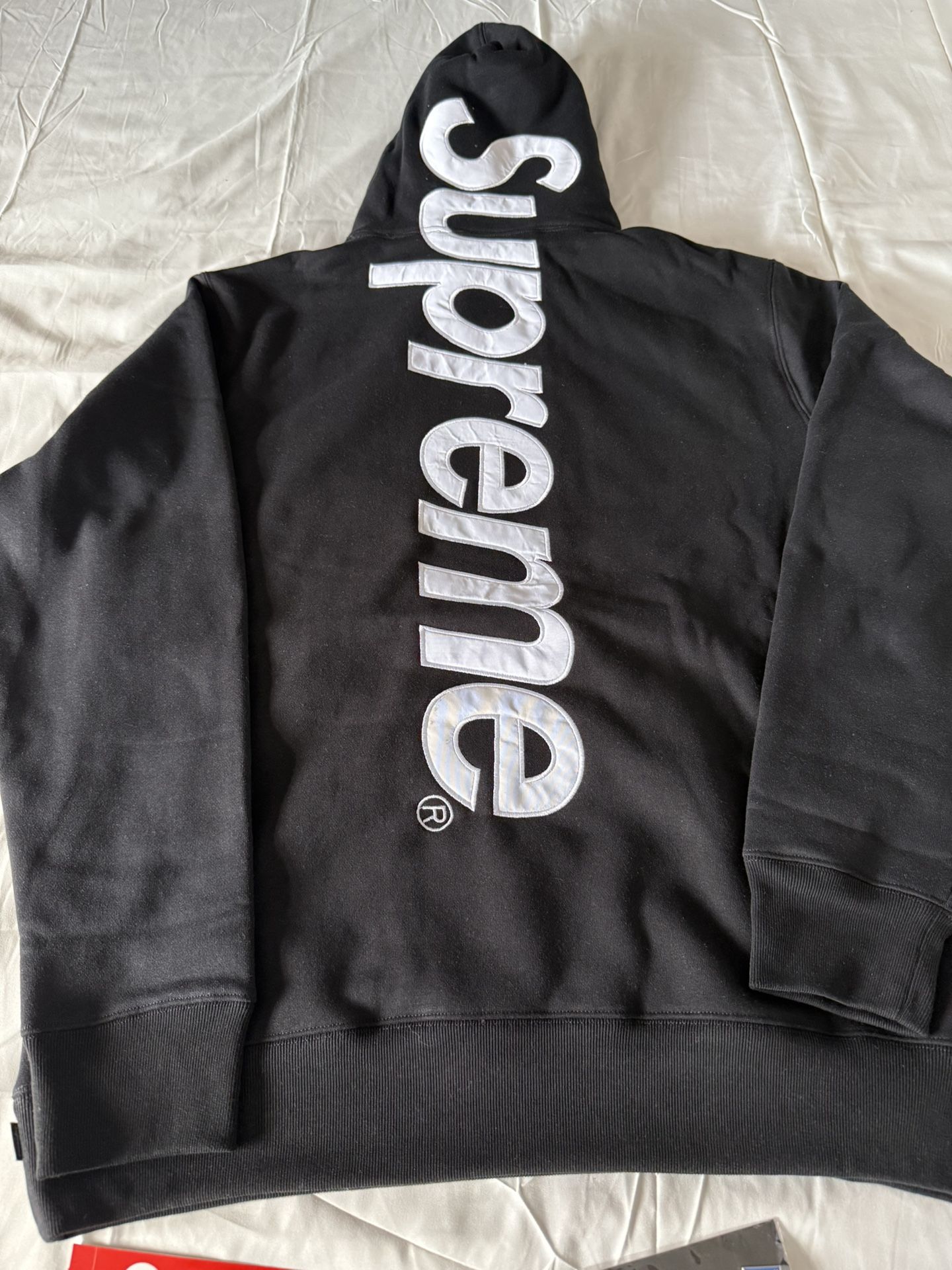 Supreme Satin Appliqué Hooded Pullover size Medium