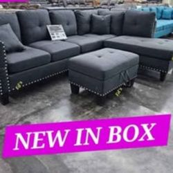 BRAND NEW 3PCS SECTIONAL SOFA SET WITH OTTOMAN AND ACCENT PILOWS INCLUDED $379