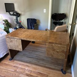1978 MCM Milo Baughman Burl Wood Desk