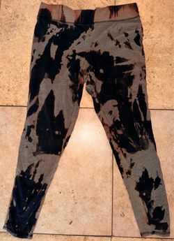 Just Be Women's Bleach Wash Tie Dye Leggings Size L Gray Black Acid Wash Stretch