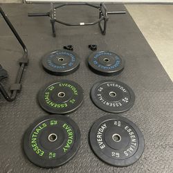 Trap bar, Weighted Rack & Weighted Bumper plates  up to 160lb.