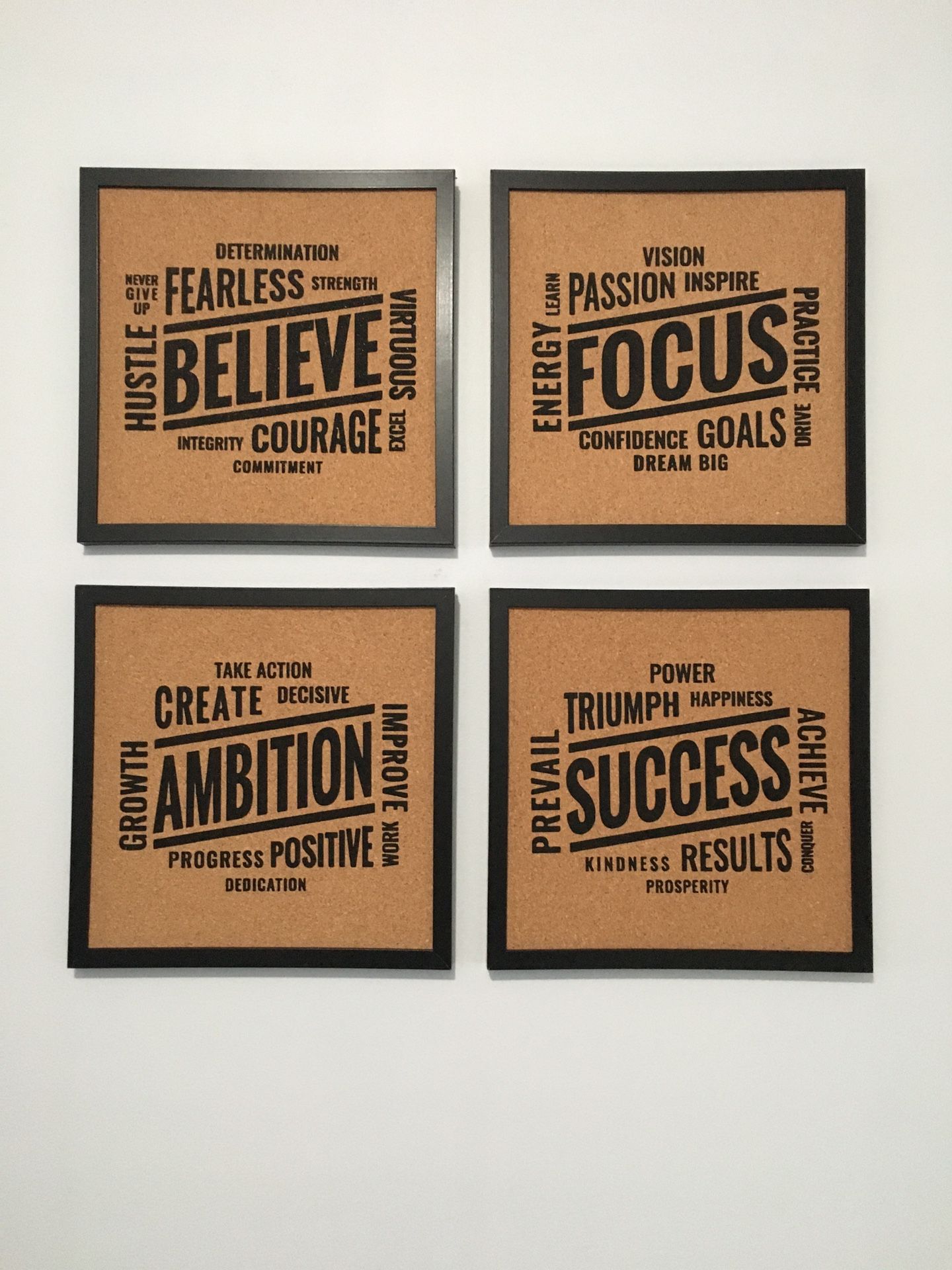 Framed Cork Board with Motivational Words