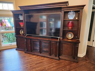 Ashley Furniture "Key Town" 4-Piece Wood Entertainment Center Wall Unit - Excellent Condition!